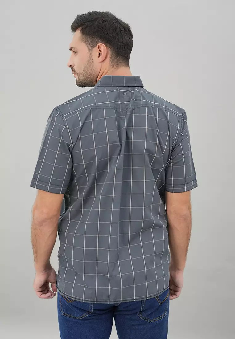 LGS - Regular Fit - Kemeja Casual Pria - Lengan Pendek - Motif Kotak-Kotak - Warna Variasi