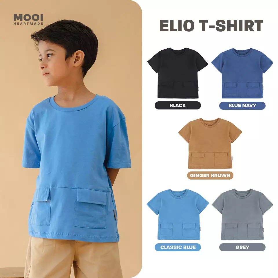 Mooi Kaos Anak Laki - Laki Elio T-Shirt - Classic Blue