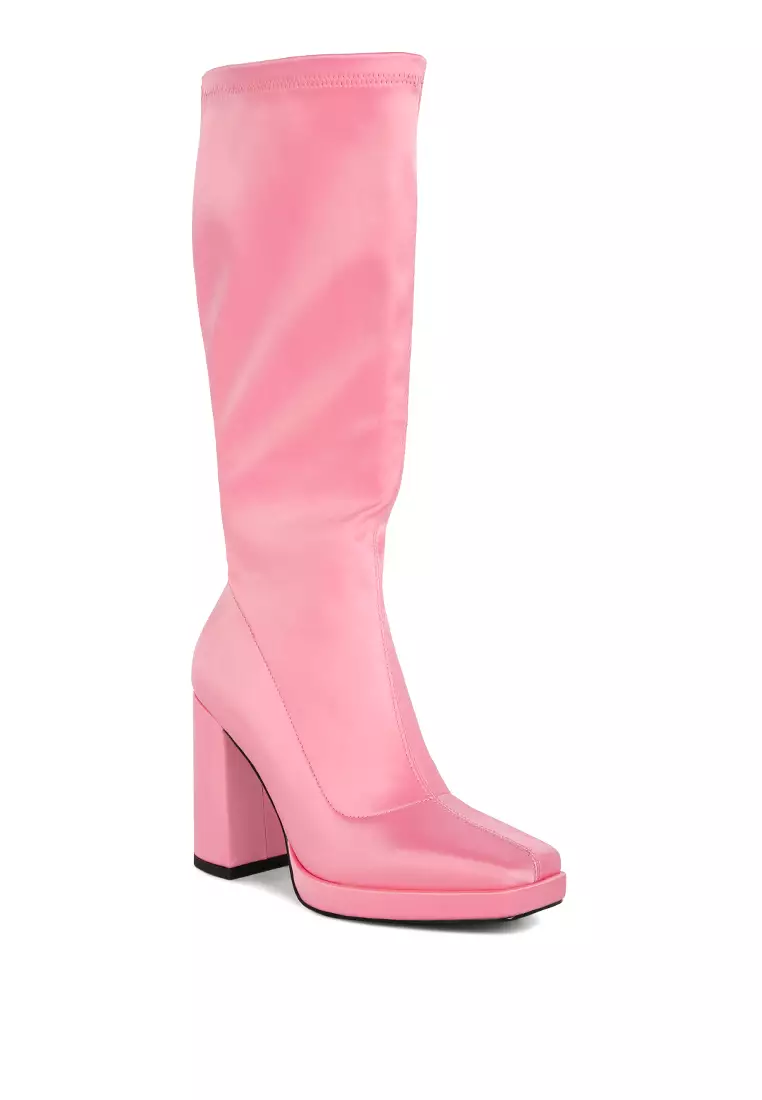 Buy Rag CO. Pink Stretchable Satin Long Boot 2024 Online