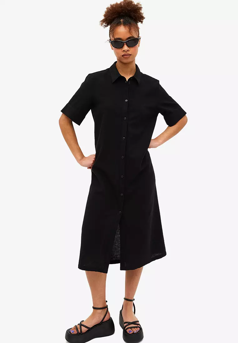 Monki black hot sale shirt dress