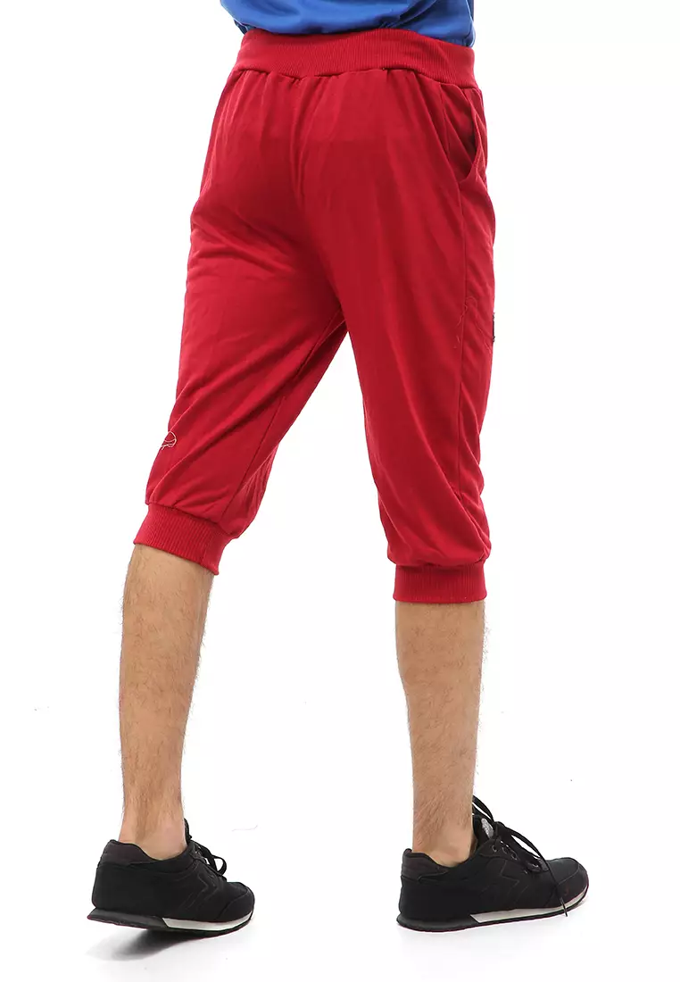 Rishham Short Pants Celana Jogger Pendek Pria Trackpants Material Baby Terry ORIGINAL - Red