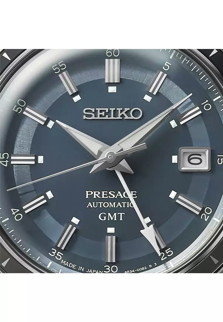 Seiko Presage Automatic GMT Style 60's Jam Tangan Analog Pria Blue Dial Stainless Steel - SSK009J1
