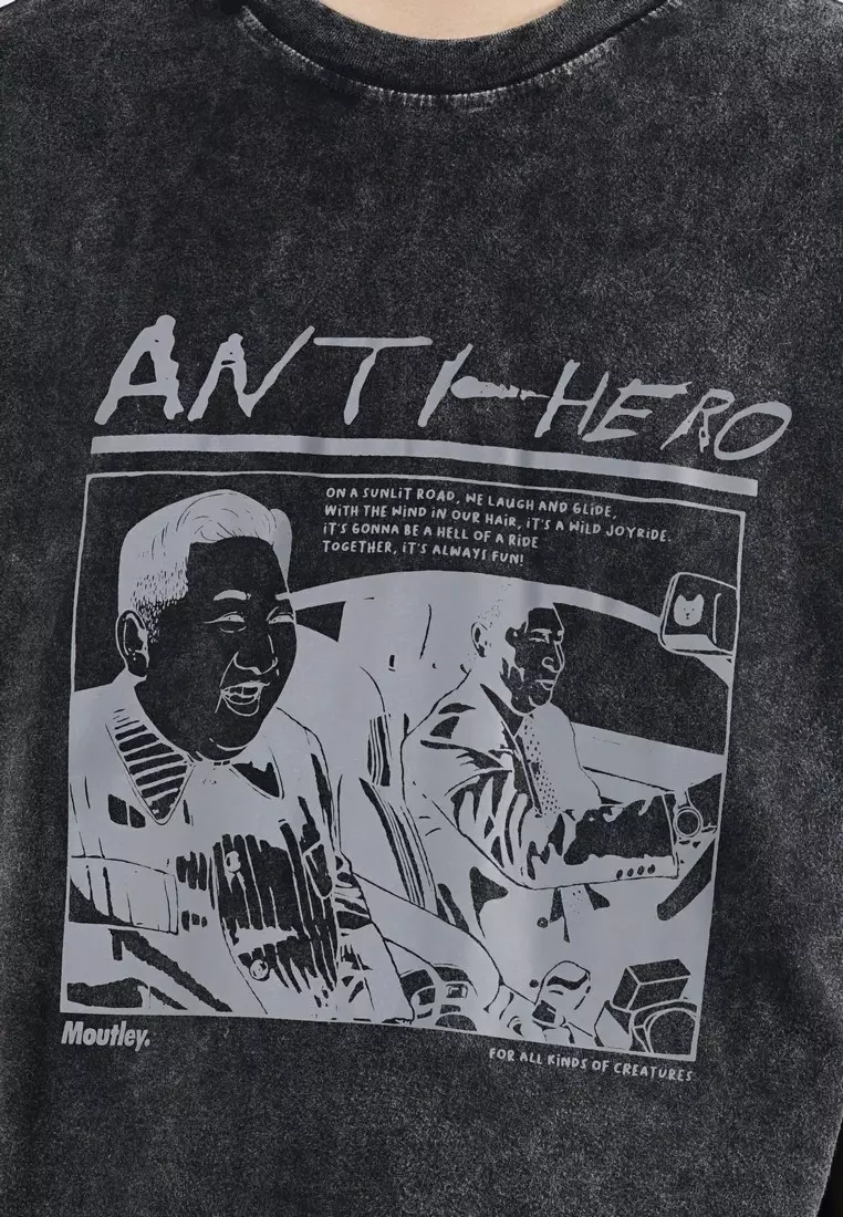 Moutley Men's T-Shirt Short Sleeve Oversized Fit Cotton 16s Anti Hero OL-210725