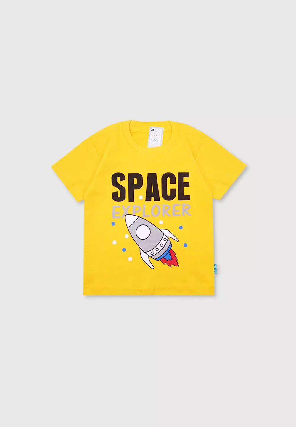 Wakakids Setelan Bayi Laki Laki Baju Lengan Pendek Anak Usia 12 Bulan Hingga 18 Bulan Set Celana Jeans Motif Space Rocket 3418 Kuning