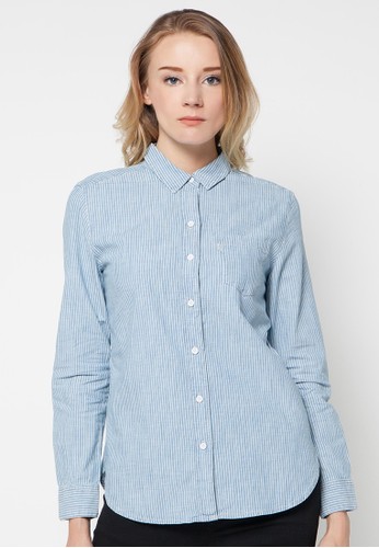 Levi's One Pocket Boyfriend Shirt - Tujunga Stripe Parisien Blue