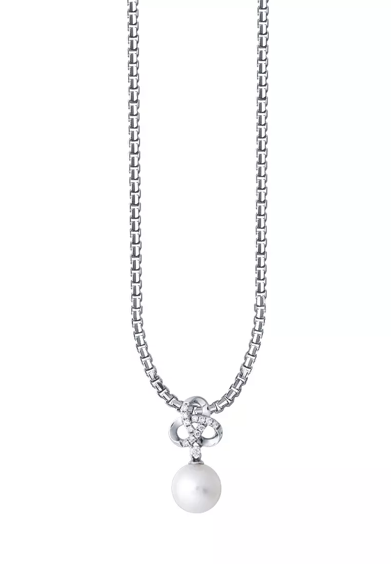 TOMEI Pearl Pendant, White Gold 375