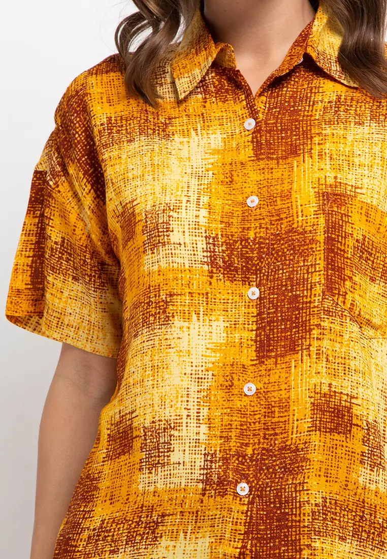 Nade FTA09 Kemeja PGG Peggy Go Abstrak Kuning