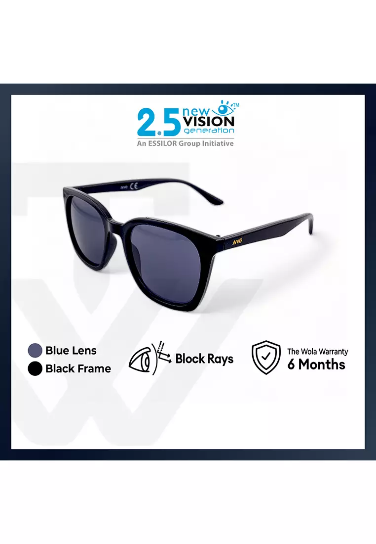 Unisex's Rectangle Frame Black Plastic UV Protection Sunglasses SUNSC37002