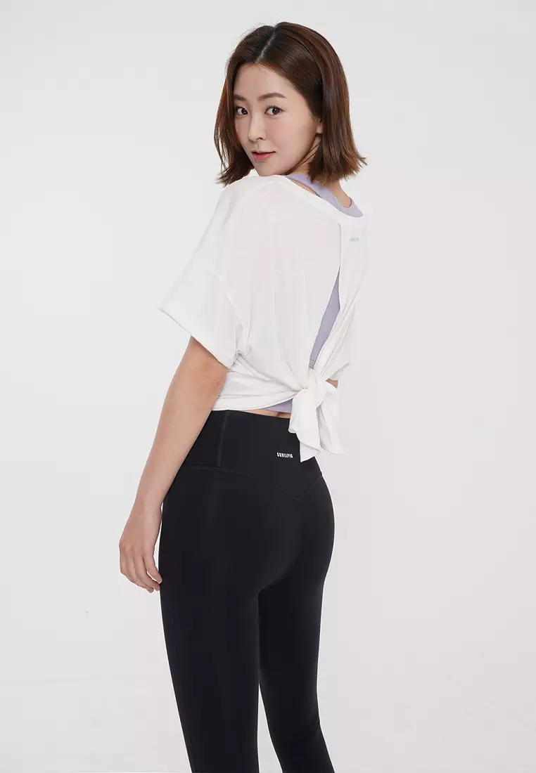 Split Back Short Sleeve Cover Up White Quick drying Running Fitness Yoga Hiking