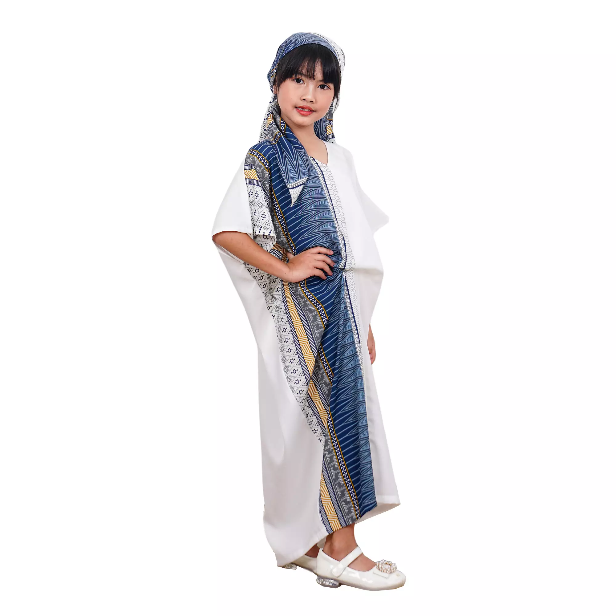 Dress Batik Anak Perempuan - Bhatara Batik Dewayani Kaftan - Dress Batik Modern Lengan Pendek