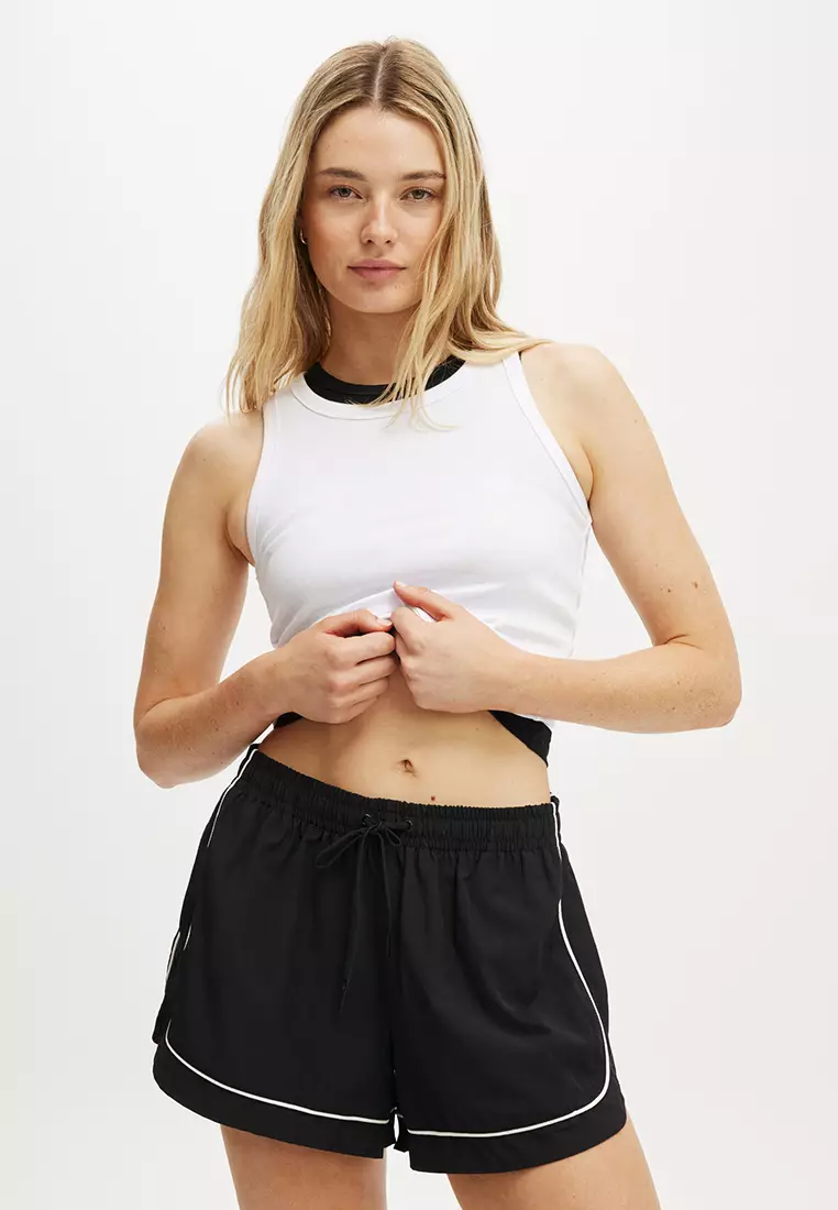 Woven Curved Hem Shorts