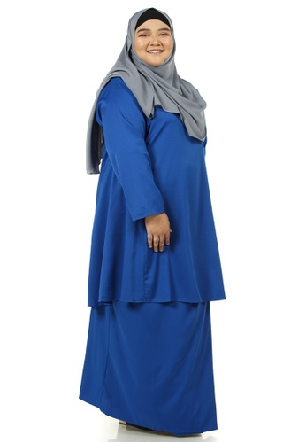 Buy Afra Kurung Pahang Plus Size from Ashura in Blue at Zalora