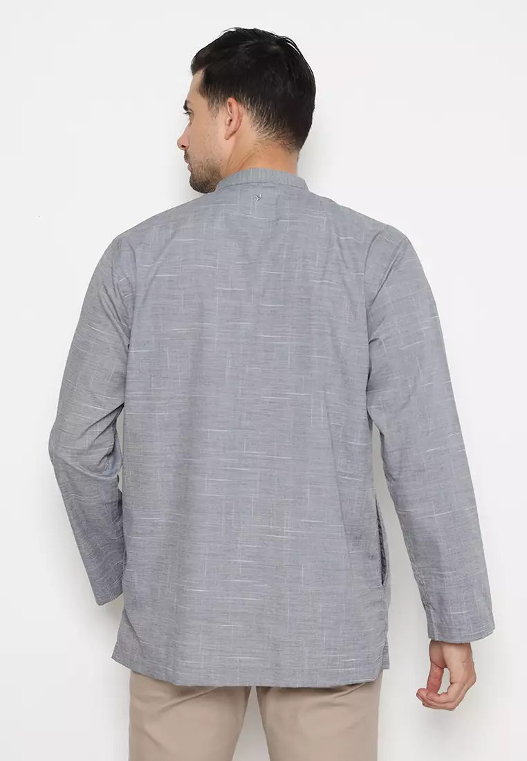 Jobb Ajmal Baju Koko Pria Lengan Panjang Regular Fit Abu-Abu