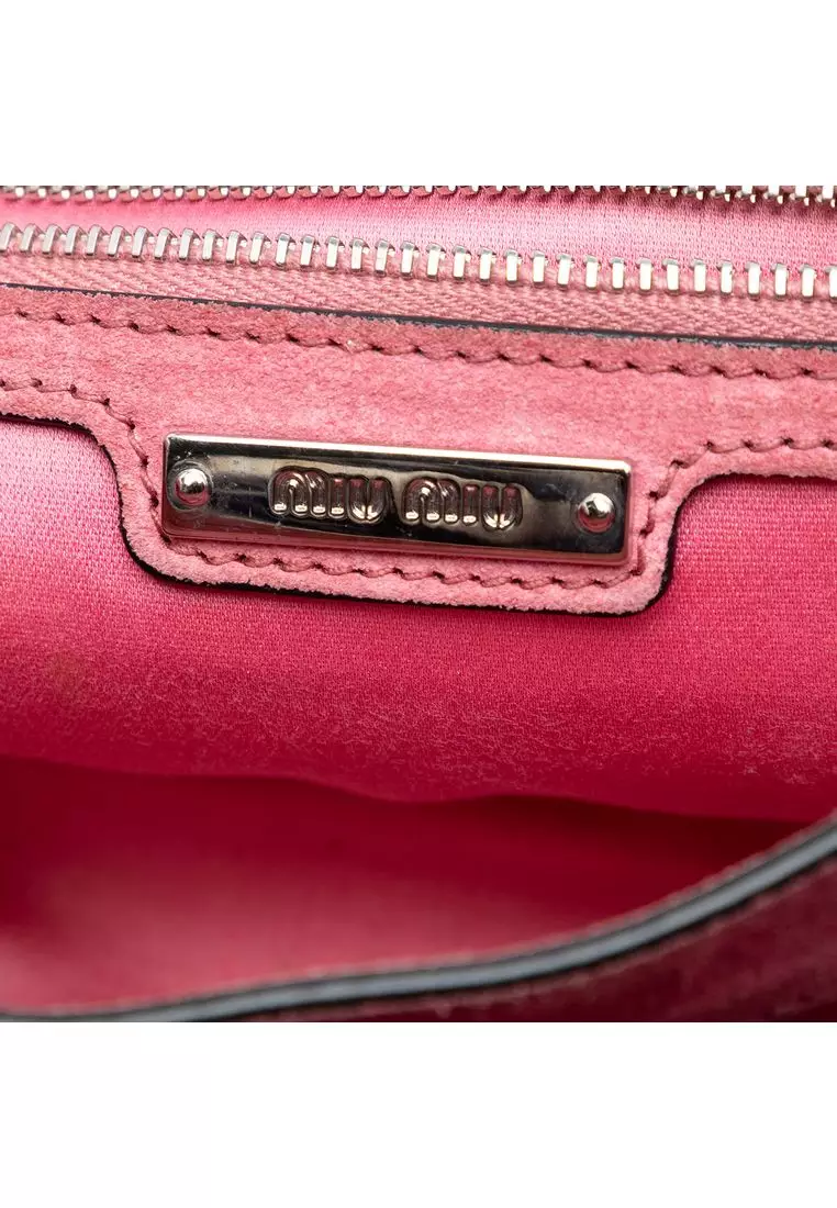 二手 Miu Miu 山羊皮 Madras Miu Logo 斜背包