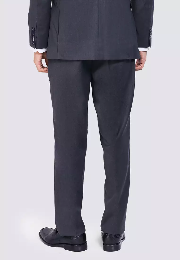 Charcoal Regular Fit Wool Blend Stretch Trousers