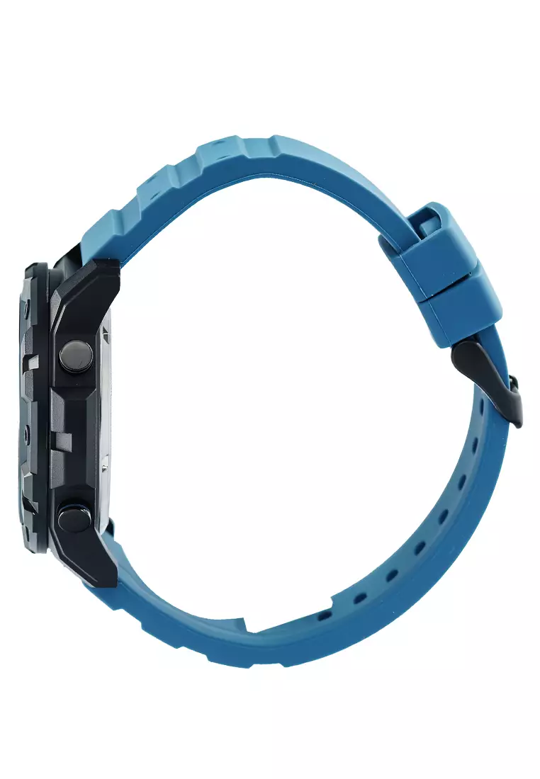 Alexandre Christie - Jam Tangan Digital Pria - Black - Blue Rubber Strap - 9364 MHRIPBABU