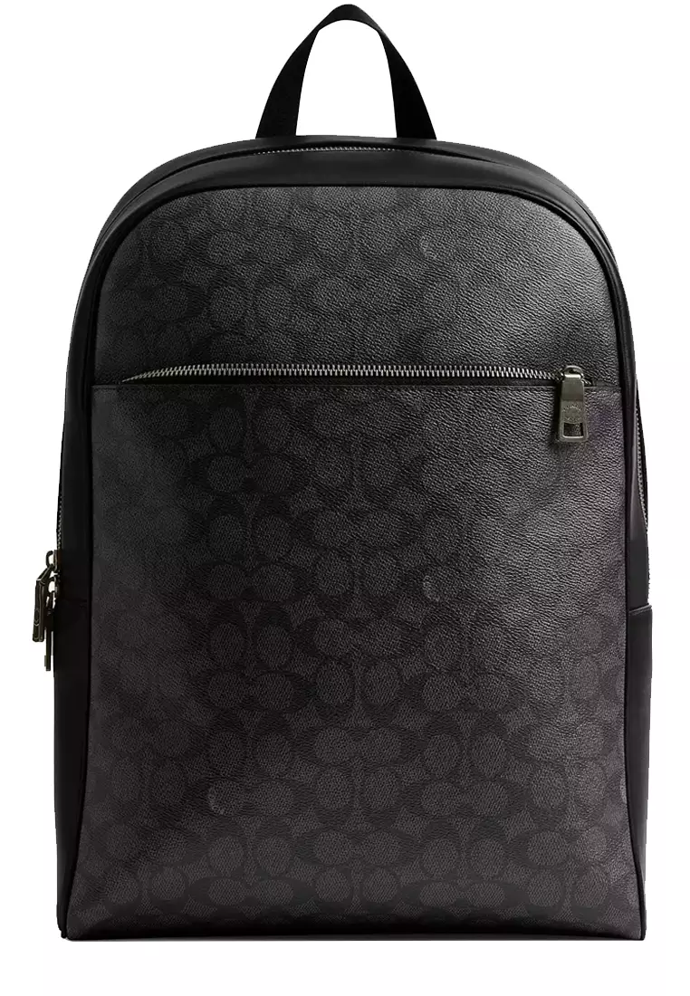 Owen Backpack Bag In Signature Canvas - Charcoal/ Black CAJ90