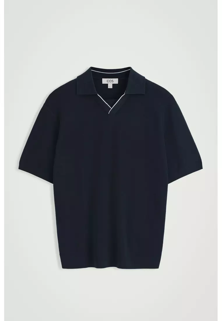 CONTRAST-TIPPED KNITTED POLO SHIRT
