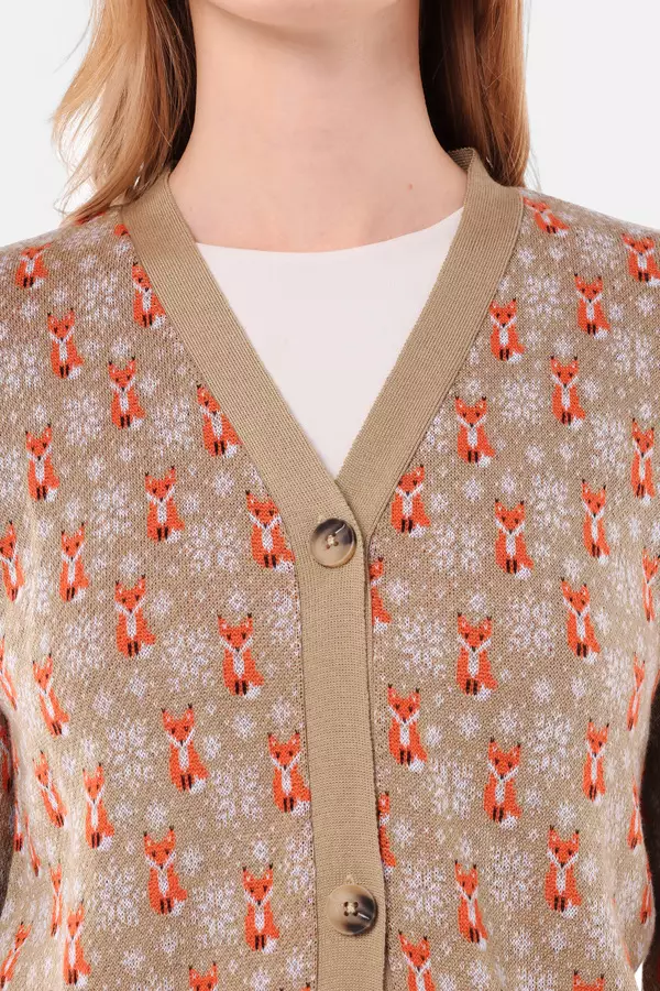 MINIMAL - Trixie - Cardigan Rajut Motif Karakter - Beige Warna Beige