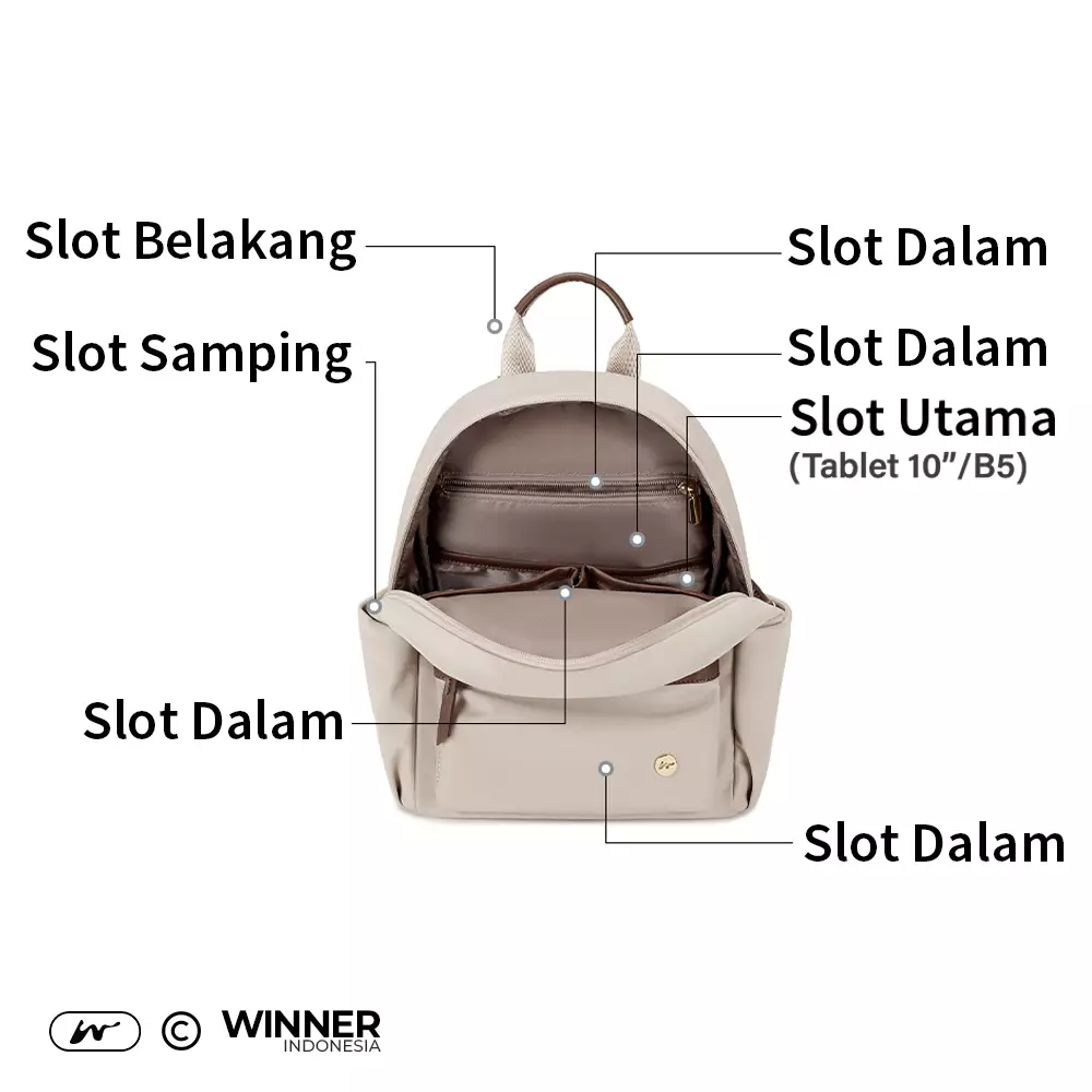Tas Ransel Nylon Anti-Air Backpack Korean Style (T14-031-6571) - Hitam Medium