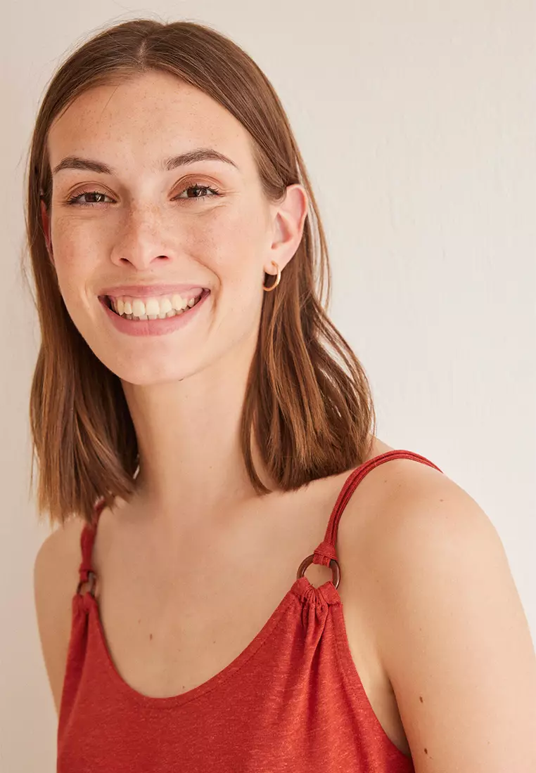 Orange Linen Vest Top