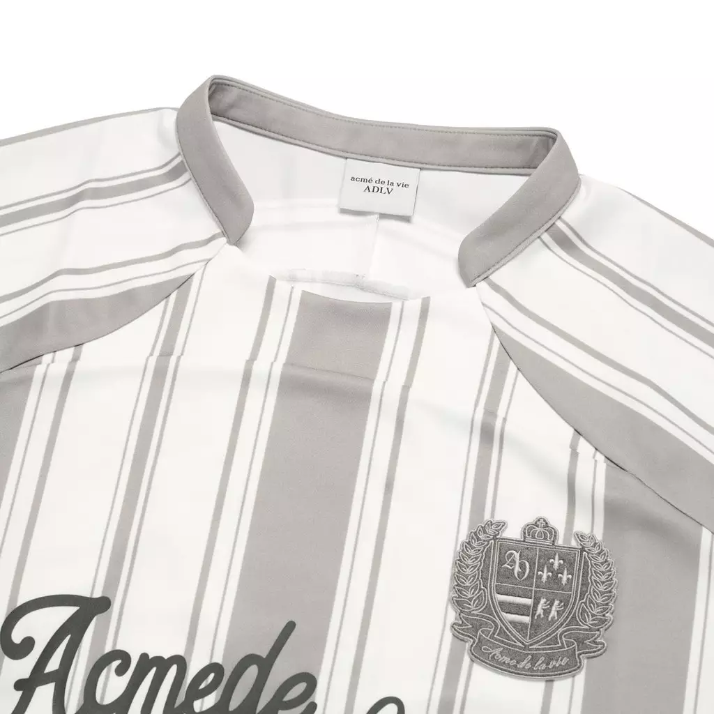 STRIPE FOOTBALL JERSEY LONG SLEEVE T-SHIRT LIGHT GRAY