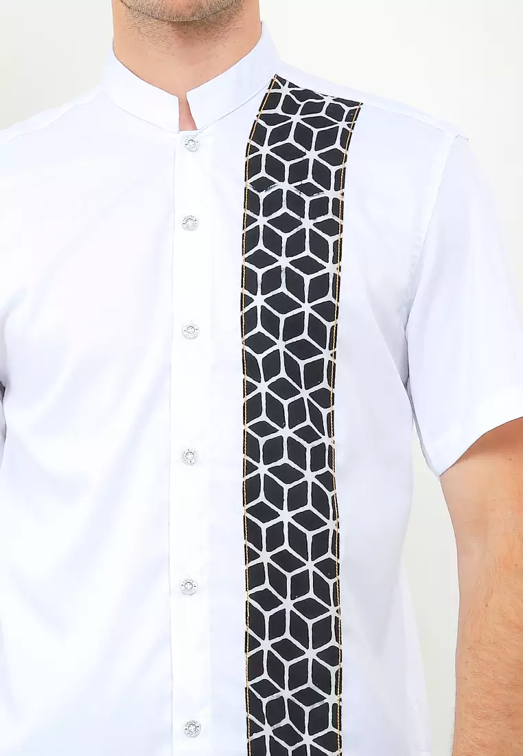 Kemeja Koko Al- Jabbaru Stand Collar Shirt Lengan Pendek