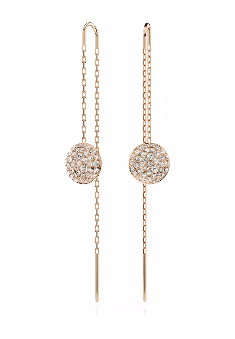Buy Swarovski Sublima drop earrings, White, Rose gold-tone plated ...