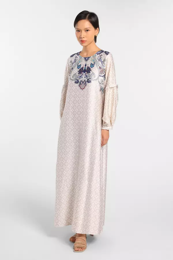 MINIMAL - Gadiel - Gamis Motif Border Ornament - Off White - Rezky Aditya & Citra Kirana for Manzone & Minimal Warna Offwhite
