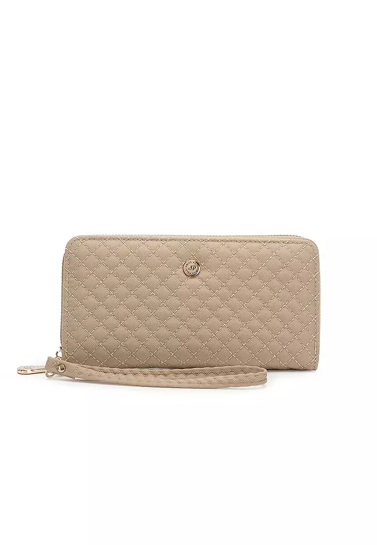 Quilted Long Purse / Wallet - Beige
