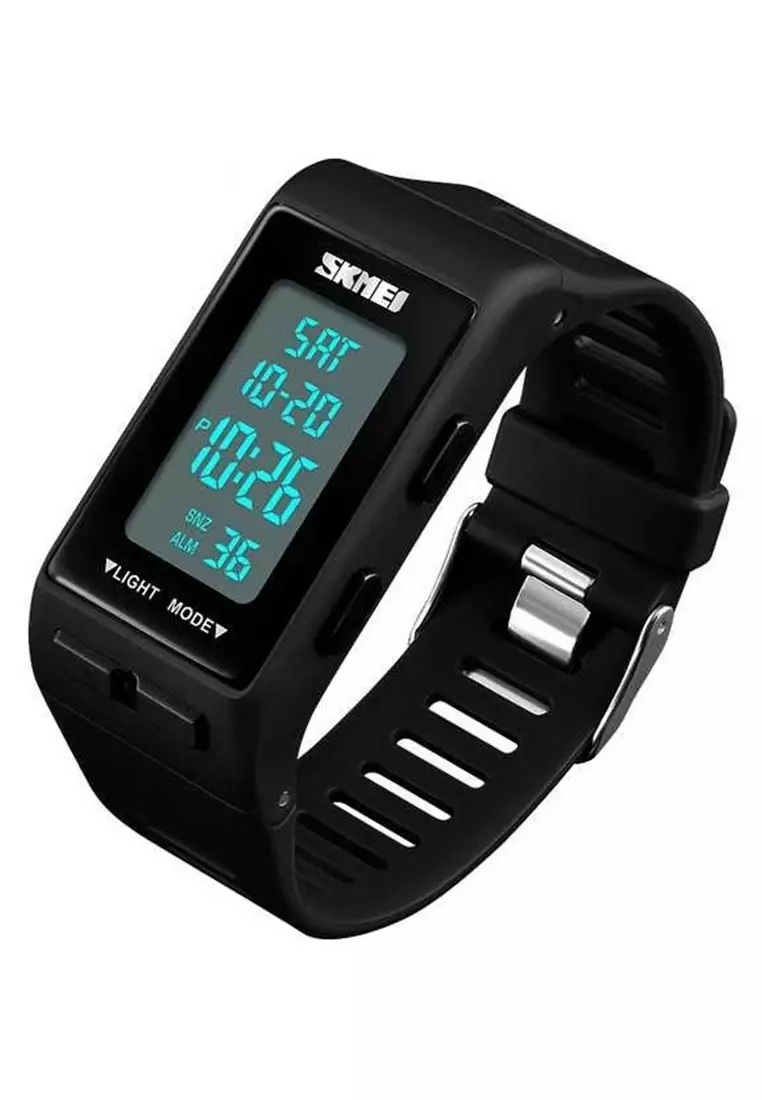 Jam Tangan Digital Sporty LED Waterproof 30m Strap Tali Material PU LK90 ORIGINAL