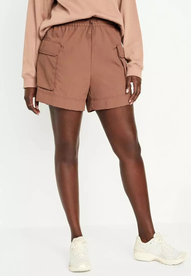 High-Waisted Cargo Utility Shorts -- 5-inch inseam