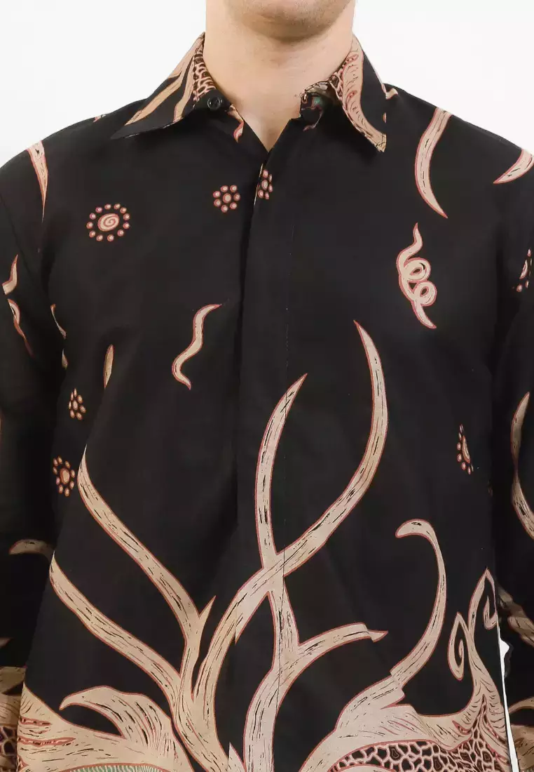 Pineapple Kemeja Batik Premium Pria Casual Modern Lengan Panjang