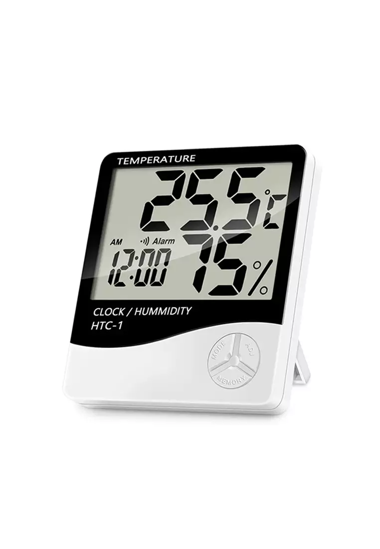 Extractie Verzorger Leraren dag Buy FUNKY.sg HTC-1 Indoor Digital Humidity Thermometer Hygrometer, Room  Temperature Gauge Humidity Monitor with Alarm Clock , LCD Display-White  2023 Online | ZALORA Singapore