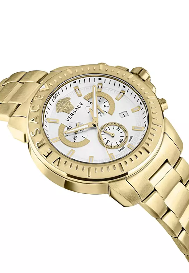 Versace New Chrono Gold Stainless Steel Analog Quartz Watch For Men VE2E00521