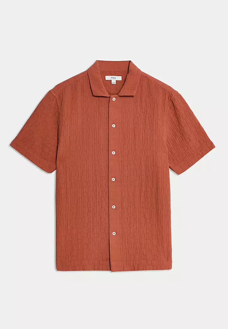Easy Iron Pure Cotton Textured Shirt