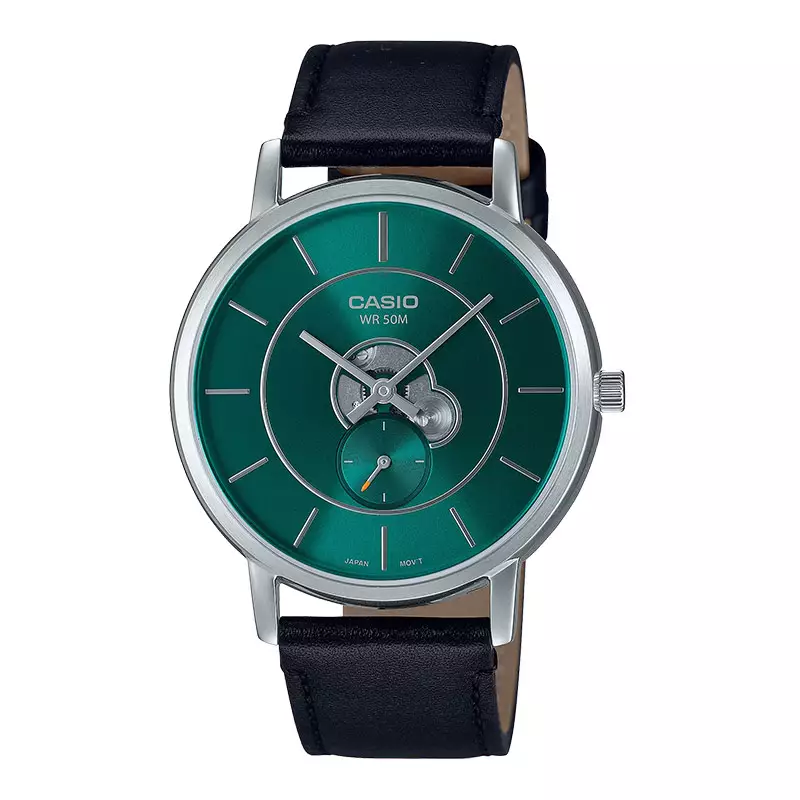 Jam Tangan Pria Casio General MTP-B130L-3AVDF MTPB130 MTP-B130L Enticer Green Dial Black Leather Band