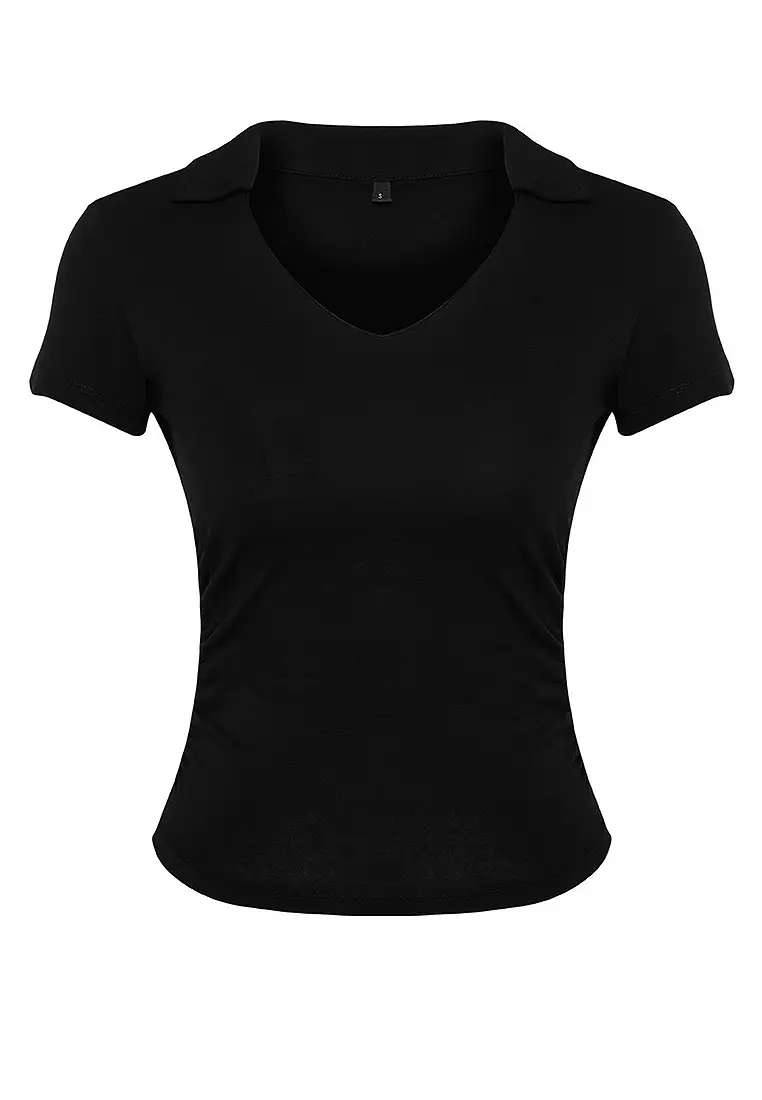 Collar Plain Black T Shirt Online Buy Trendyol Polo Collar Knit