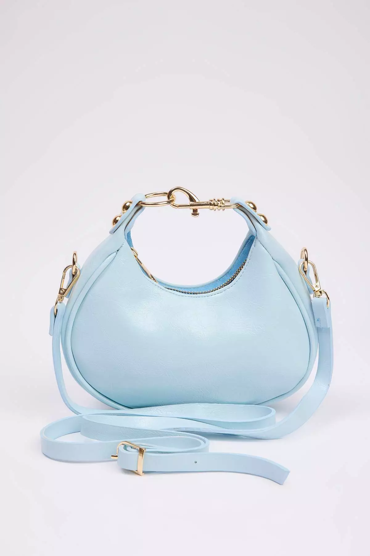 Baby Blue Dual Use Strap Women's Mini Oval Shoulder And Hand Bag Takss25Oc00091