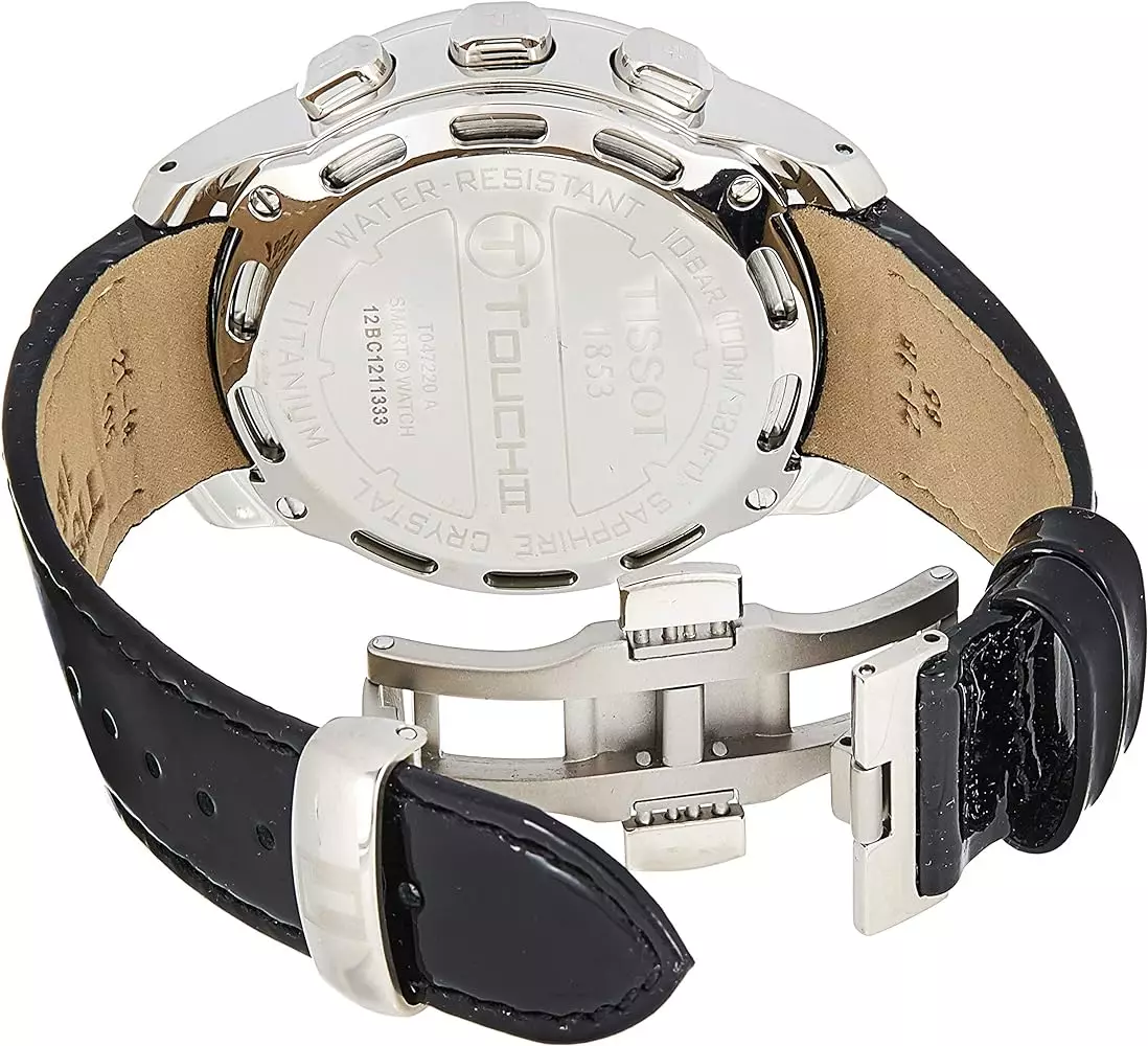 Tissot T-Touch II Black Mother of Pearl Dial Black Leather Strap