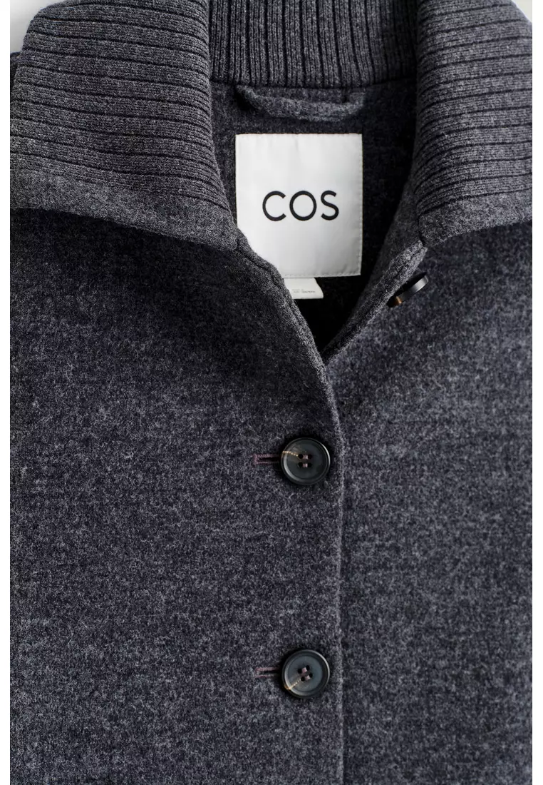 RIBBED-COLLAR BOILED MERINO WOOL JACKET