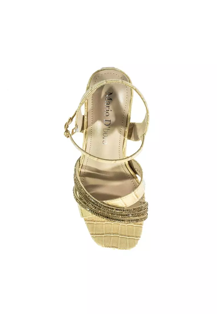 Women's Heeled sandals LX 27735 Beige C61