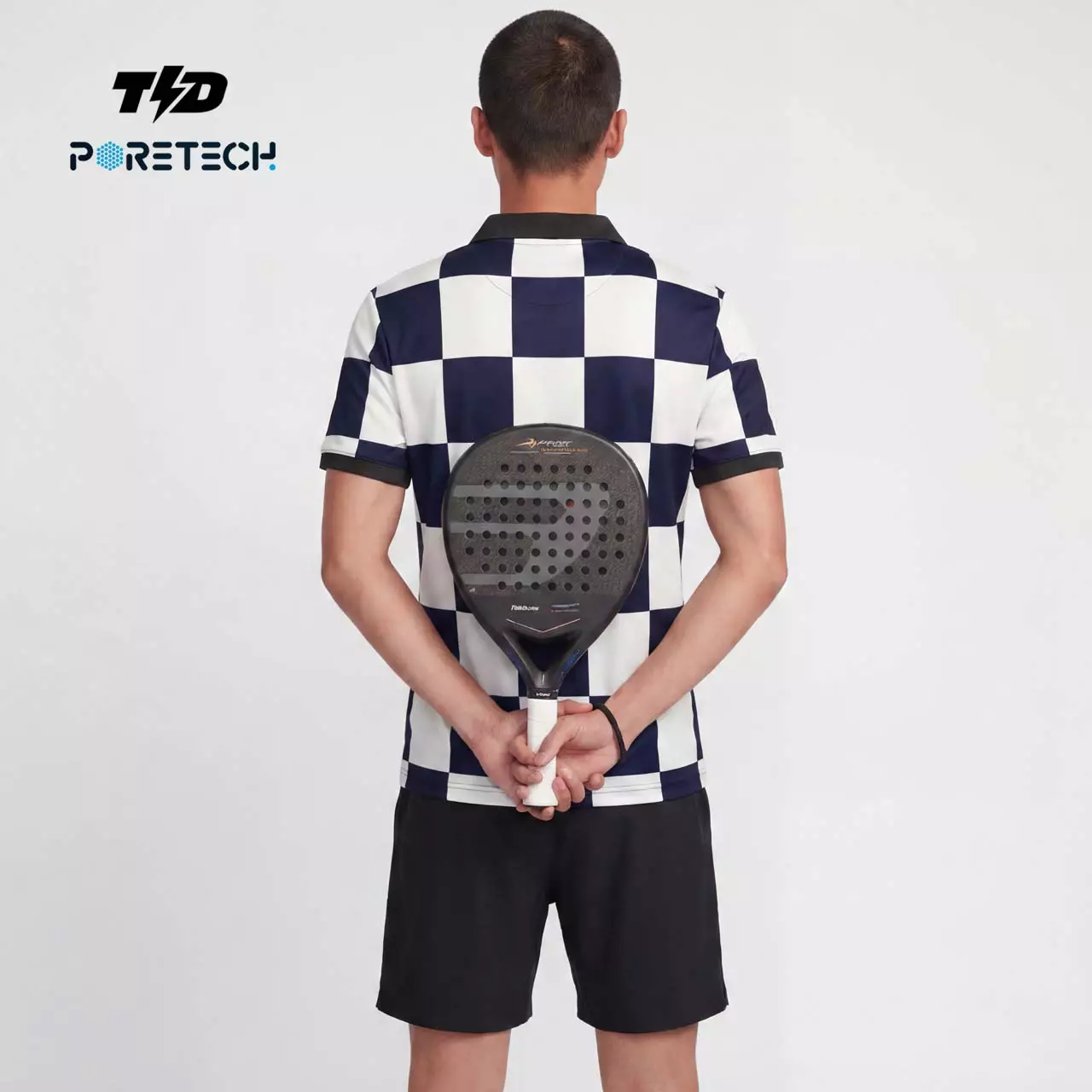 TDACTIVE Jersey Padel Pria Kaos Polo Olahraga Pria PoreTech Adem Seperti Katun Cepat Kering Padel Tenis Badminton - Checkerboard Navy MSB77