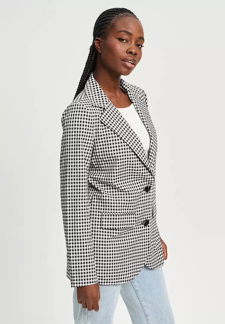 Gingham deals blazer womens