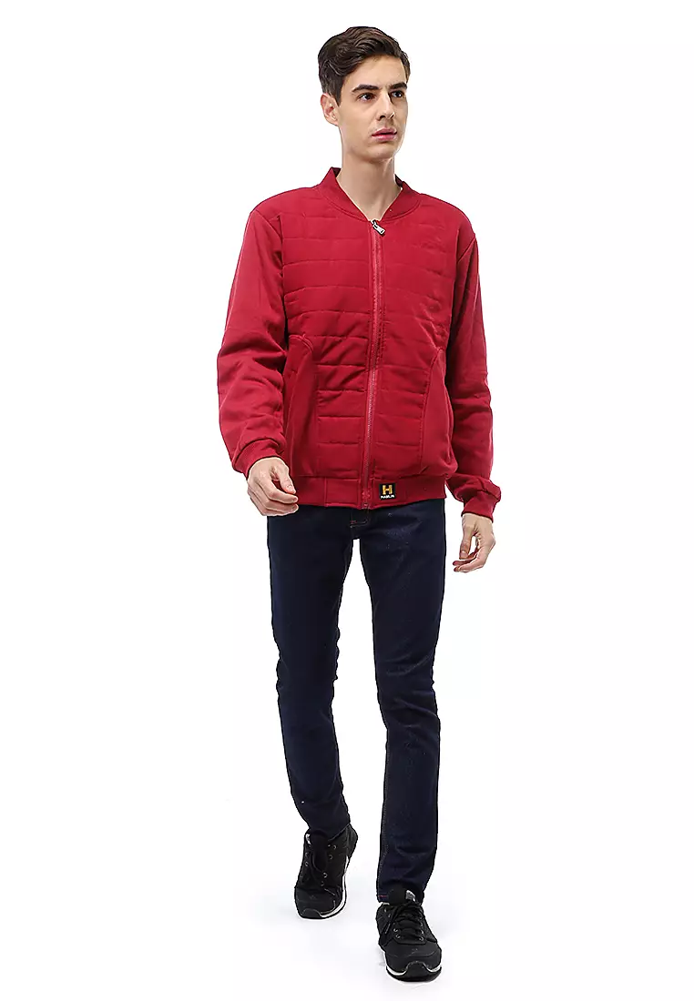 Clover Outerwear Jacket Pria Sporty Design Material Polyester ORIGINAL - Maroon