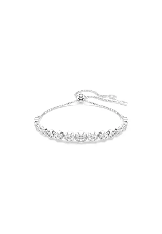 Imber Tennis Bracelet, Mixed Round Cuts, White, Rhodium Plated