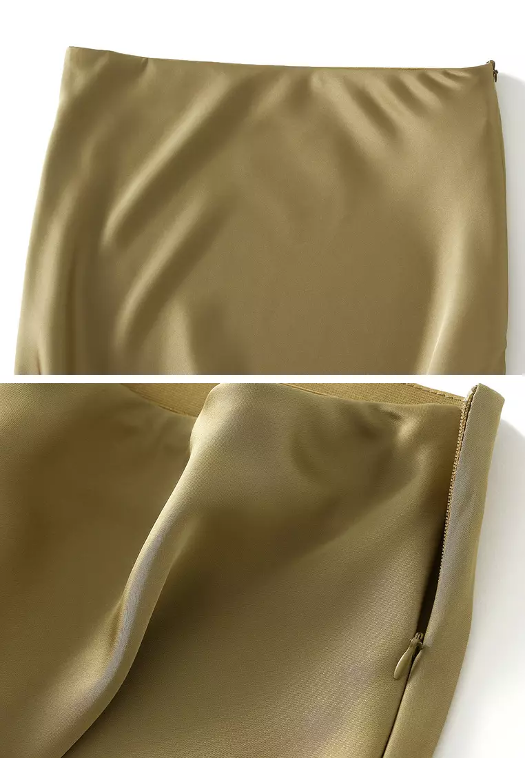 Draped Satin Fishtail Skirt‌ AF9902