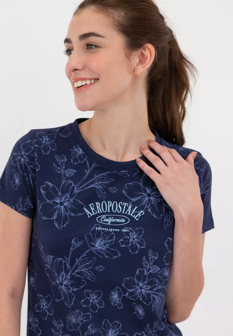 Online Exclusive Ladies All Over Print Tee Blue