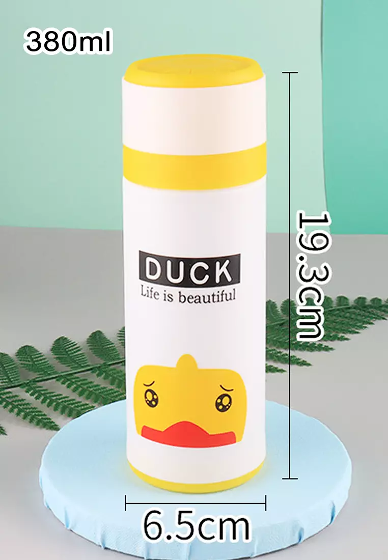 Wakakids Botol Minum Anak Kaca Motif Animal Putih 380ml Venhs Hijau