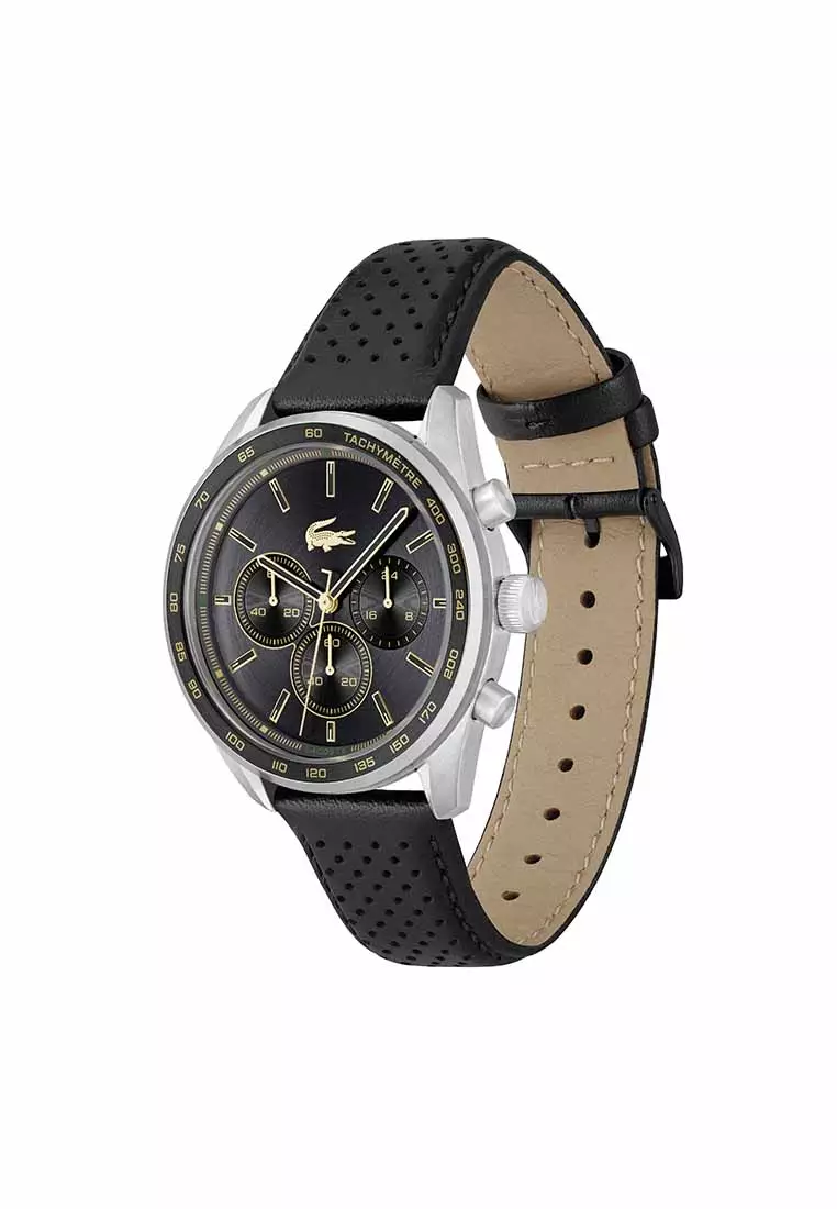Buy Lacoste Boston Men's Watch Black Leather Strap Black Dial